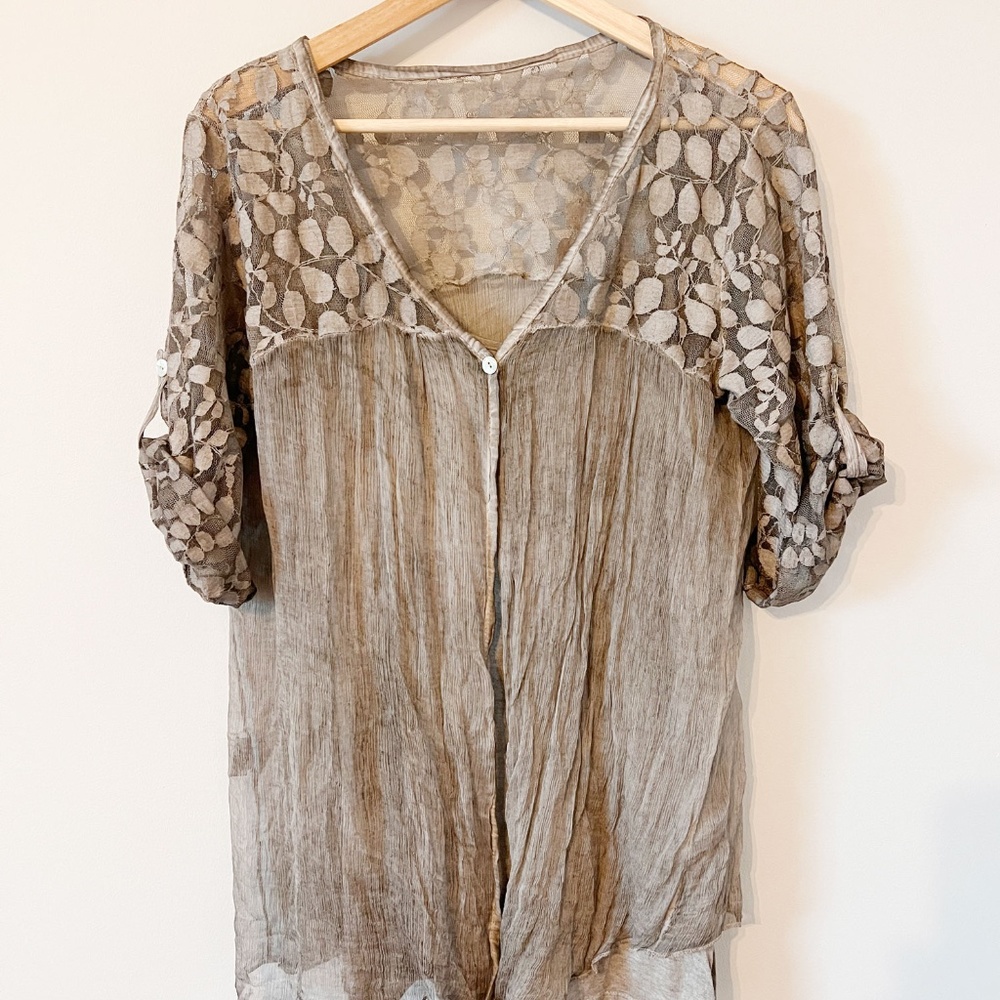 Made in Italy two piece Cotton and Lace Top